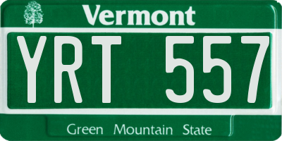 VT license plate YRT557
