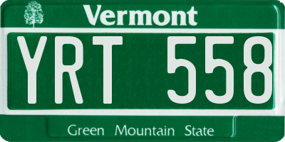 VT license plate YRT558
