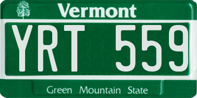VT license plate YRT559