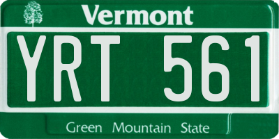 VT license plate YRT561