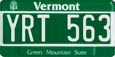 VT license plate YRT563