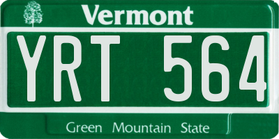 VT license plate YRT564