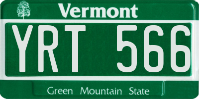 VT license plate YRT566