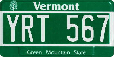 VT license plate YRT567