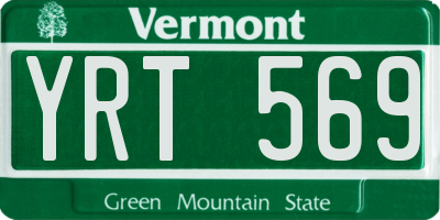 VT license plate YRT569
