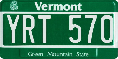 VT license plate YRT570