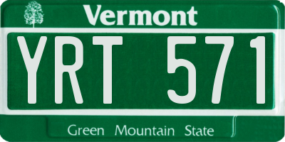VT license plate YRT571