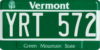 VT license plate YRT572
