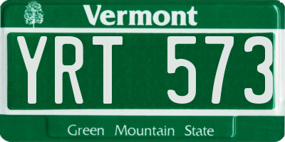 VT license plate YRT573