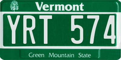 VT license plate YRT574