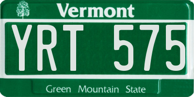 VT license plate YRT575