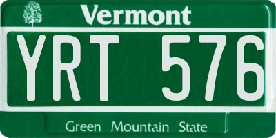 VT license plate YRT576