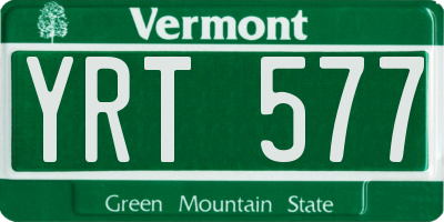 VT license plate YRT577