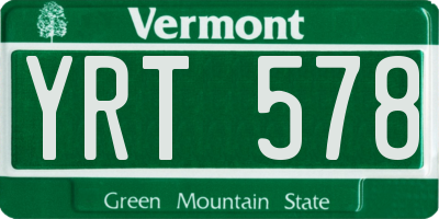 VT license plate YRT578