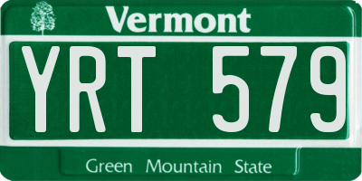 VT license plate YRT579