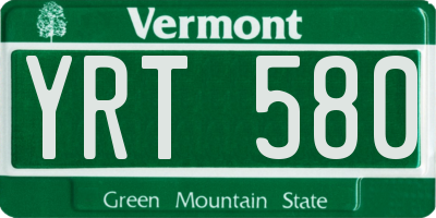 VT license plate YRT580