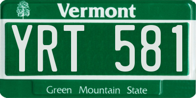 VT license plate YRT581