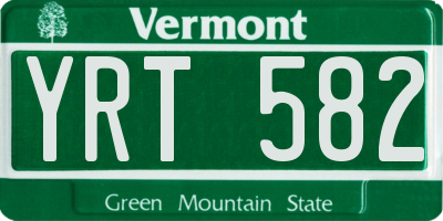 VT license plate YRT582