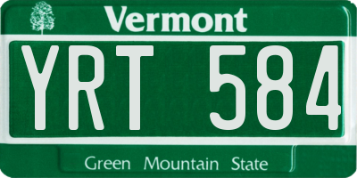 VT license plate YRT584