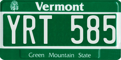 VT license plate YRT585