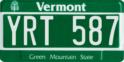 VT license plate YRT587