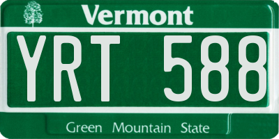 VT license plate YRT588