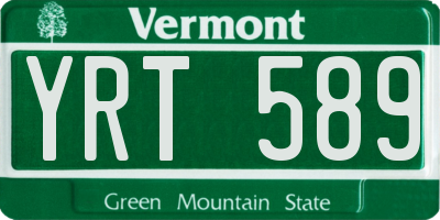 VT license plate YRT589