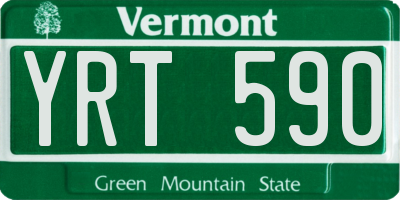 VT license plate YRT590