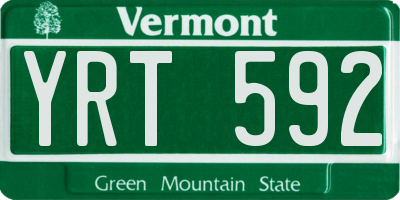 VT license plate YRT592