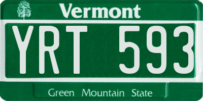 VT license plate YRT593