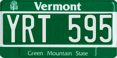 VT license plate YRT595