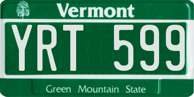 VT license plate YRT599