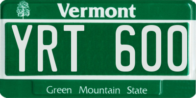 VT license plate YRT600