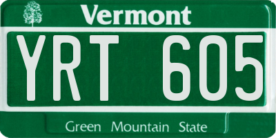VT license plate YRT605
