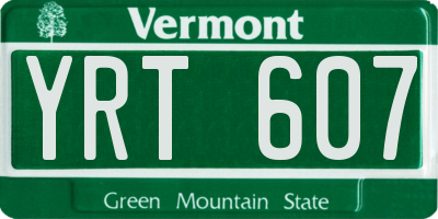 VT license plate YRT607