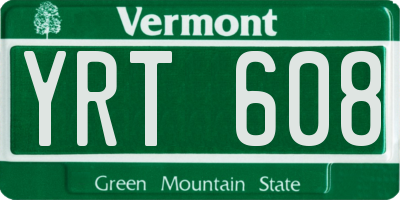 VT license plate YRT608
