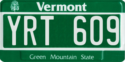 VT license plate YRT609