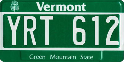 VT license plate YRT612