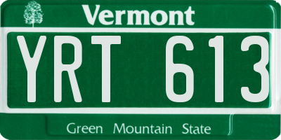 VT license plate YRT613