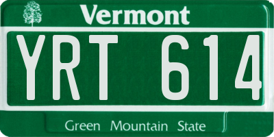VT license plate YRT614