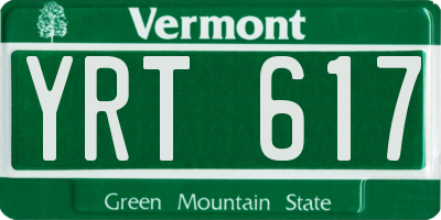 VT license plate YRT617