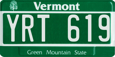 VT license plate YRT619
