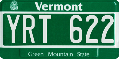VT license plate YRT622