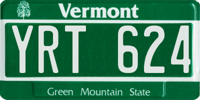 VT license plate YRT624