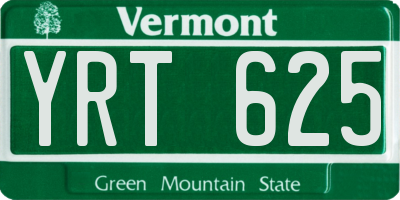 VT license plate YRT625