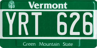 VT license plate YRT626