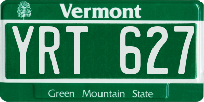 VT license plate YRT627