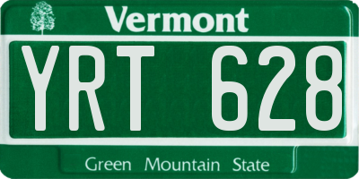 VT license plate YRT628