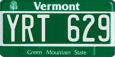 VT license plate YRT629