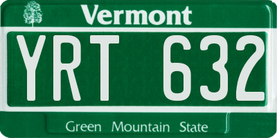 VT license plate YRT632